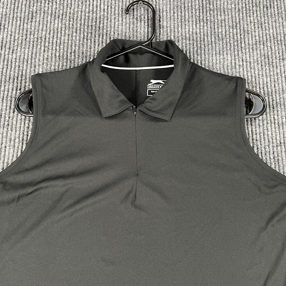 Slazenger Polo Shirt Womens Large Black Sleeveless Golf Outdoor Casual Light